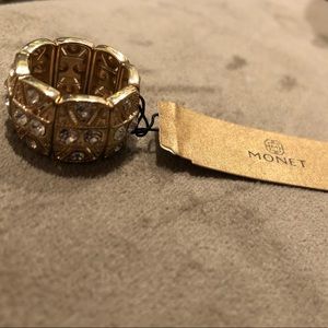 Monet CZ gold tone stretch ring
